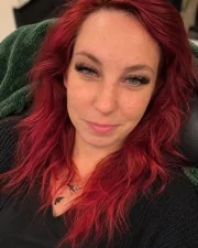 A Sage & Lash client in the lash recliner after her lash extension appointment