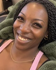 A Sage & Lash client in the lash recliner after her lash extension appointment